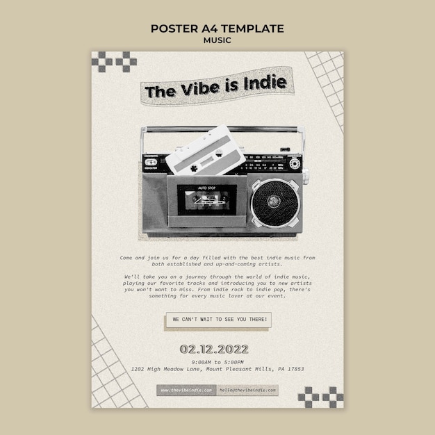 PSD gratuito design del modello di musica indie