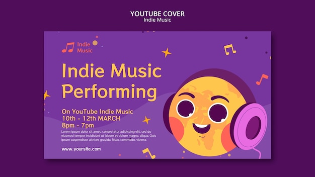 PSD gratuito modello di copertina per youtube di musica indie