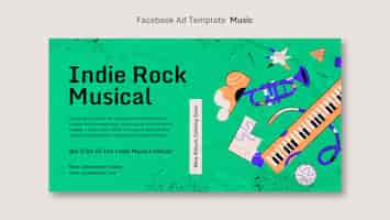 Free PSD indie rock music band social media promo template