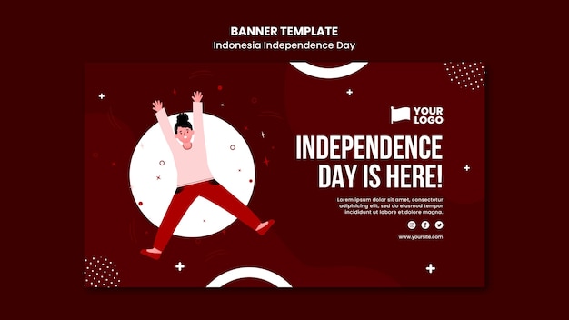 무료 PSD 인도네시아 독립 기념일 배너 개념 템플릿