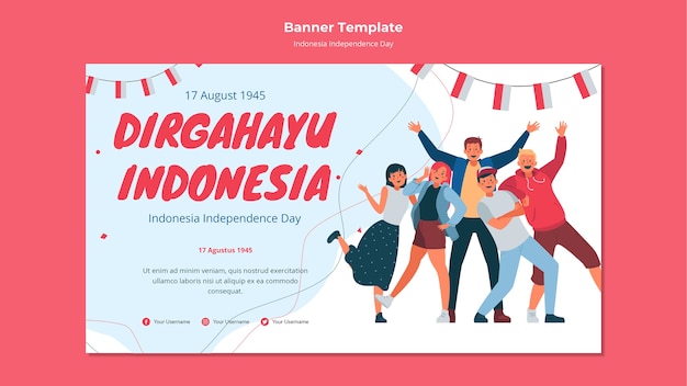 PSD gratuito bandiera di festa dell'indipendenza dell'indonesia