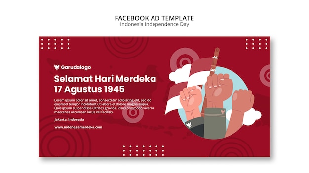 Indonesia independence day facebook ad design template