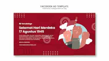 PSD gratuito modello di progettazione di annunci su facebook per il giorno dell'indipendenza dell'indonesia