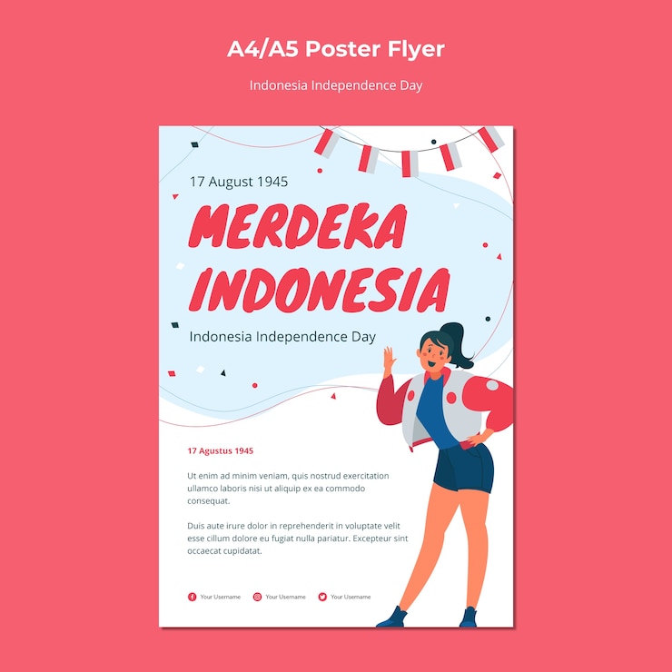 無料PSD インドネシア独立記念日チラシ
