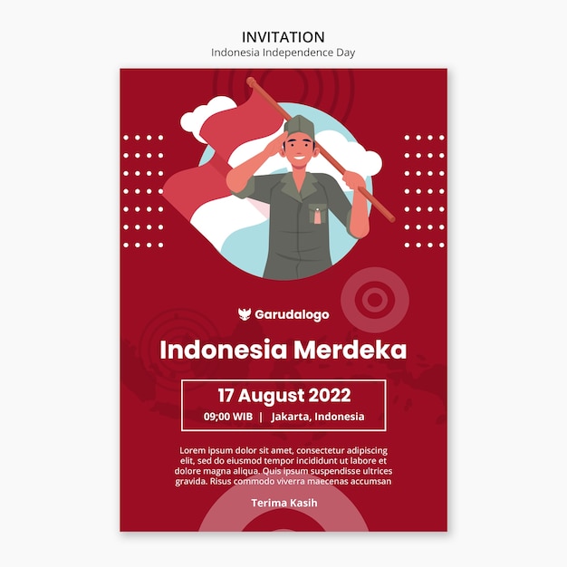 インドネシア独立記念日の招待状のデザインテンプレート