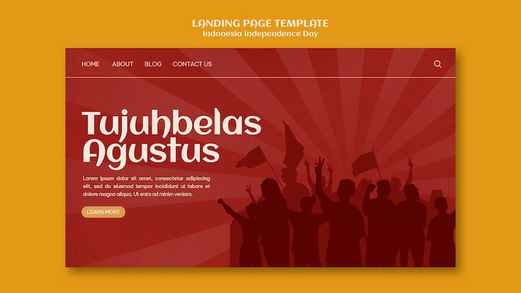 मुफ़्त PSD indonesia independence day landing page template