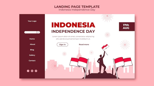 無料PSD インドネシア独立記念日ランディングページテンプレート