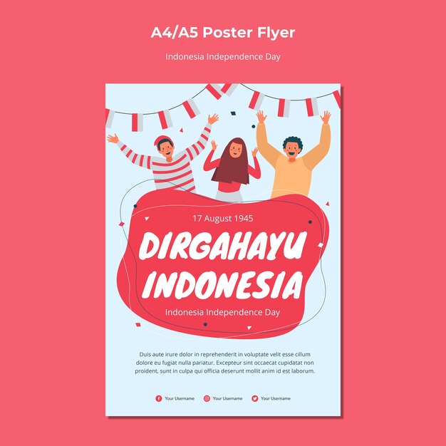Дизайн плаката ко Дню независимости Индонезии