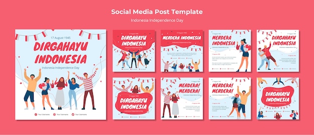 無料PSD インドネシア独立記念日のソーシャルメディアの投稿