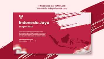 PSD gratuito modello promozionale di social media per il giorno dell'indipendenza dell'indonesia con design a pennellate