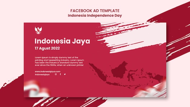 Indonesia independence day social media promo template with brush strokes design