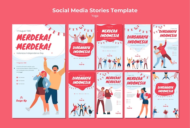 Free PSD indonesia independence day social media stories