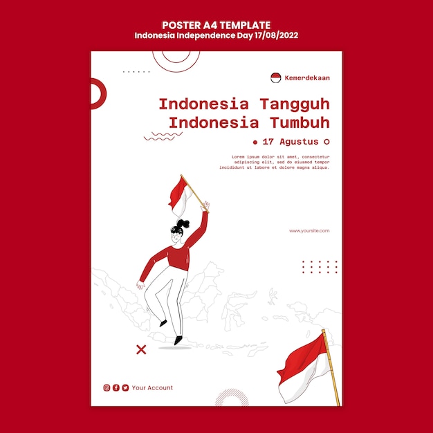 Бесплатный PSD Дизайн шаблона дня независимости индонезии