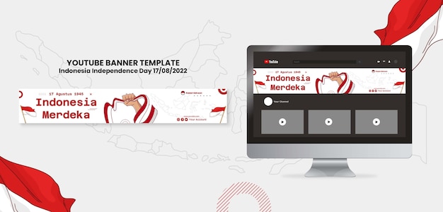 無料PSD インドネシア独立記念日のテンプレート デザイン