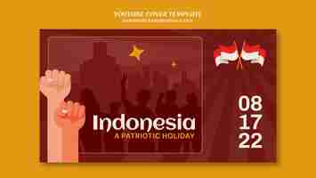 PSD gratuito modello di copertina di youtube per la festa dell'indipendenza dell'indonesia