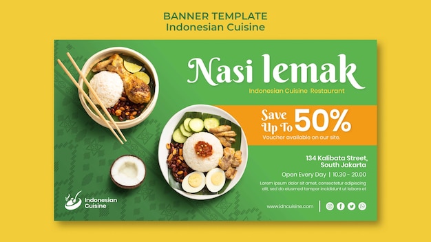 Modello di banner di cucina indonesiana