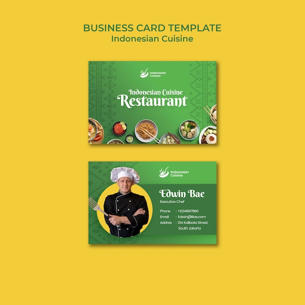 Free PSD indonesian cuisine business card template