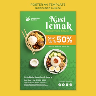 Indonesian cuisine poster with discount