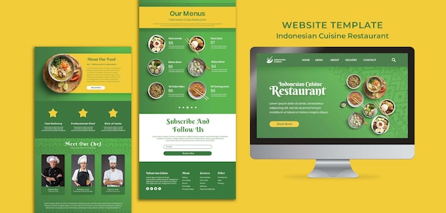 Modello di sito web di cucina indonesiana