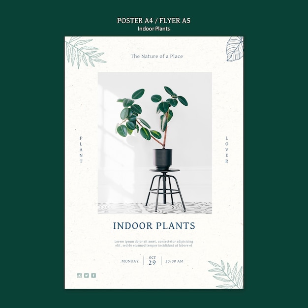 Free PSD indoor plants poster template