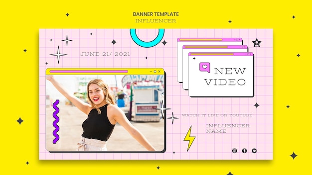 Influencer banner template with photo