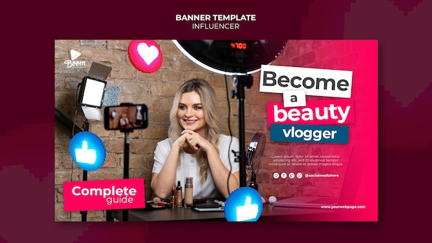 Influencer banner template with photo