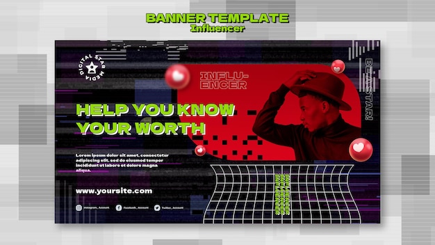 無料PSD 写真付きインフルエンサーバナーテンプレート