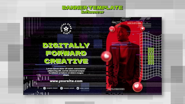 無料PSD 写真付きインフルエンサーバナーテンプレート