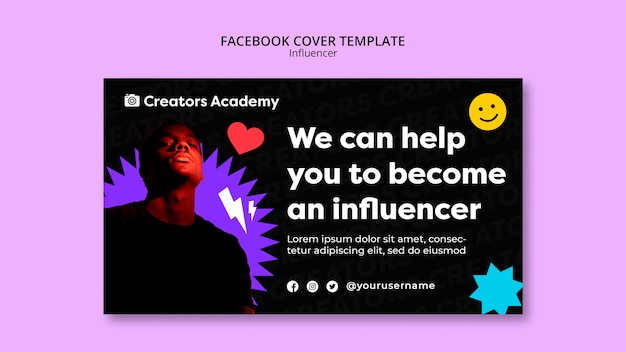 Free PSD influencer career facebook cover template