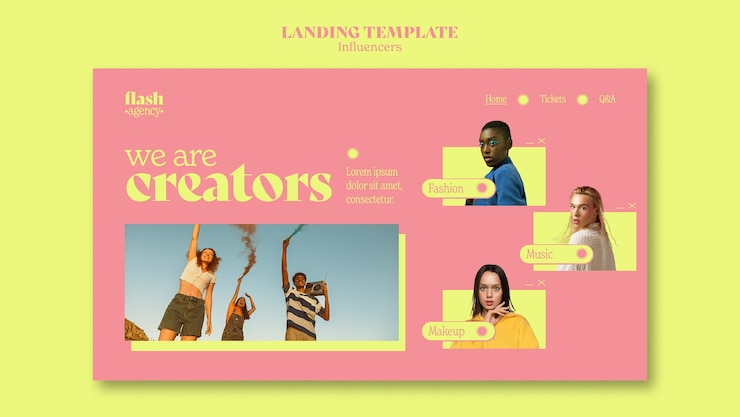 無料PSD インフルエンサー キャリア ランディング ページ テンプレート