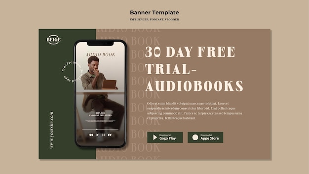 PSD gratuito modello di banner di concetto di influencer