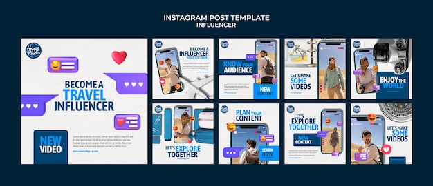Influencer Concept Instagram Posts – Free Download | PSD Templates