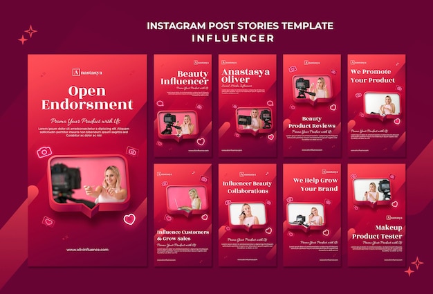 PSD gratuito storie di instagram di concetto di influencer