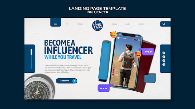 Free PSD influencer concept landing page