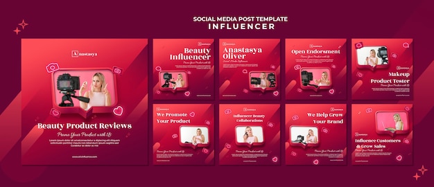 PSD gratuito post sui social media del concetto di influencer