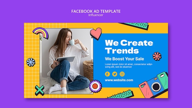 無料PSD インフルエンサー コンテンツ facebook テンプレート