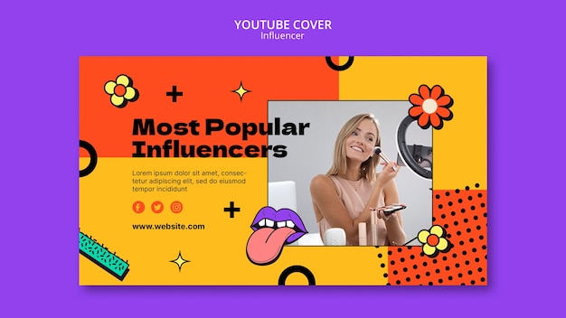 PSD gratuito copertina di youtube del contenuto dell'influencer