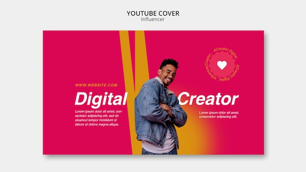 PSD gratuito copertina di youtube del contenuto dell'influencer