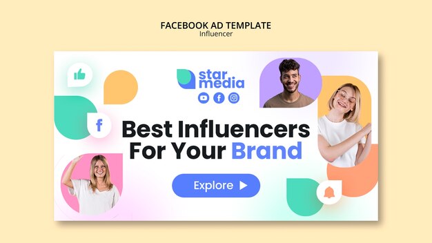 PSD gratuito modello di progettazione dell'annuncio facebook dell'influencer