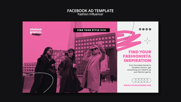 Design del modello di annuncio facebook dell'influencer