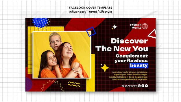 PSD gratuito modello di design della copertina di facebook dell'influencer