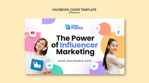 Influencer facebook cover design template