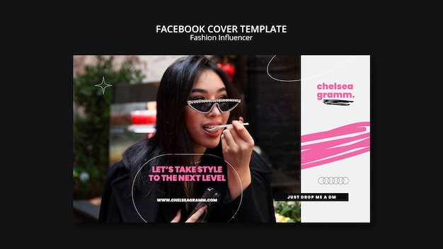 PSD gratuito design del modello di copertina di facebook dell'influencer