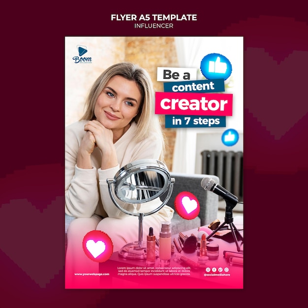 Free PSD influencer flyer template with photo