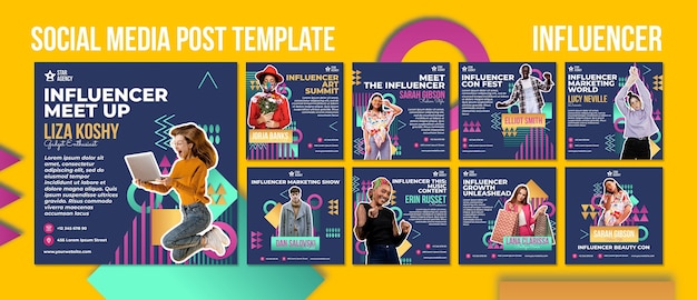 Influencer instagram posts template with photo