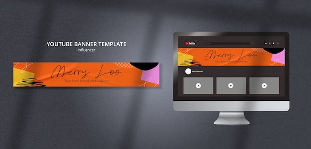 無料PSD インフルエンサーの仕事youtubeバナーテンプレート