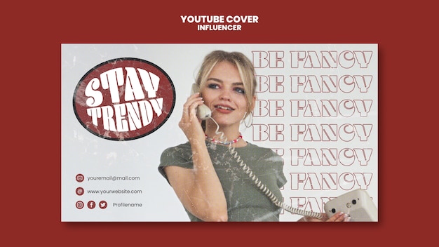 PSD gratuito la copertina di youtube dell'influencer