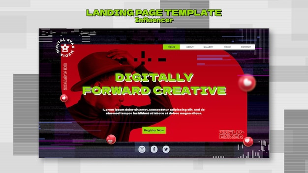 無料PSD 写真付きインフルエンサーランディングページテンプレート