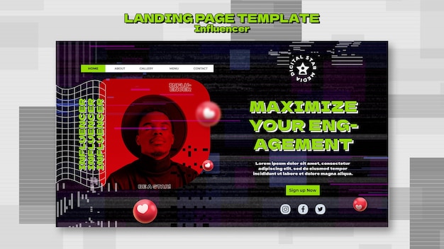 無料PSD 写真付きインフルエンサーランディングページテンプレート