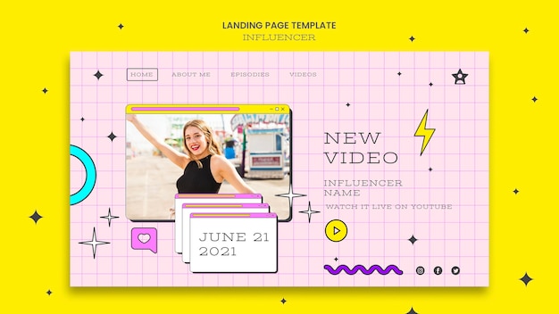 Free PSD influencer landing page template